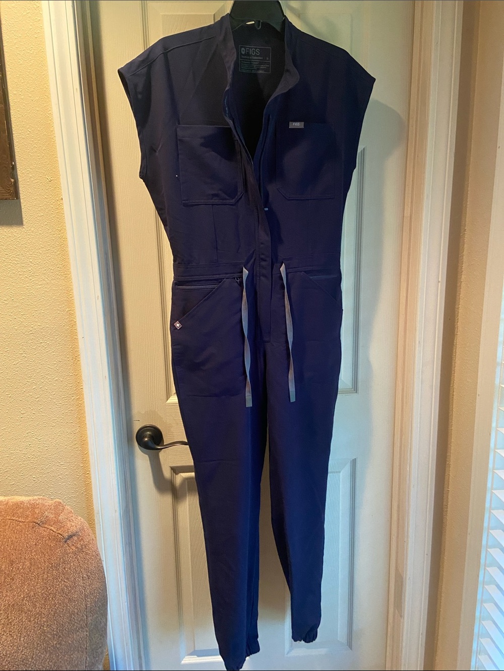 Figs Navy Utility Jumpsuit with Waist Tie